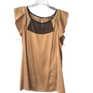 Express Satin Short Sleeve Blouse Lace Detail size small